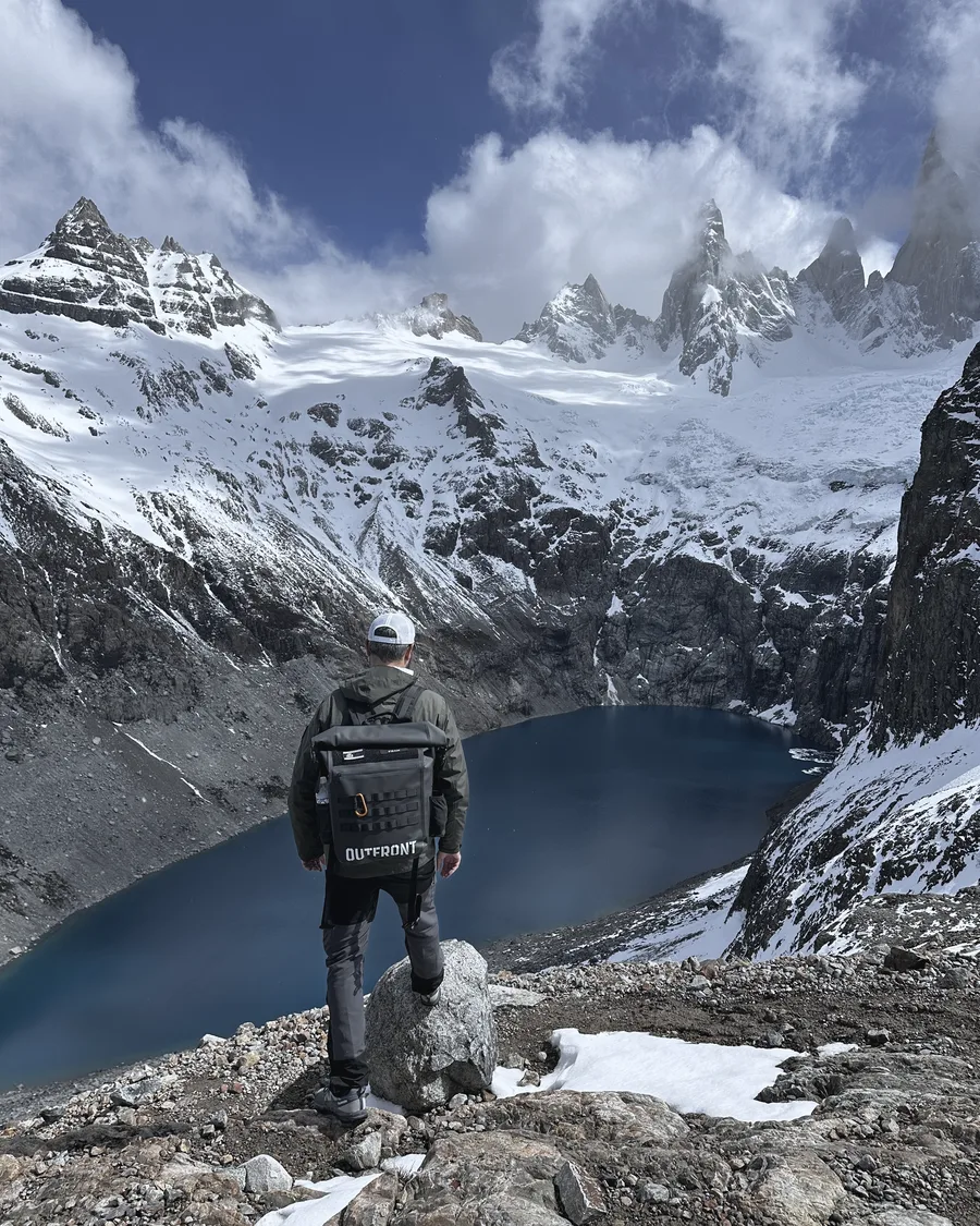Prototype above a glacial lake near El Chaltén